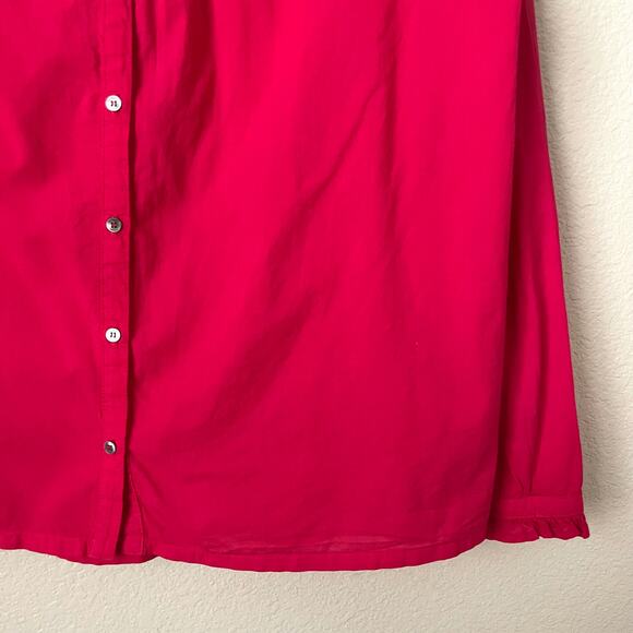 Xirena Top Womens Medium Red Rosette Emery Button Up Long Sleeve Poplin Cotton - Picture 6 of 13